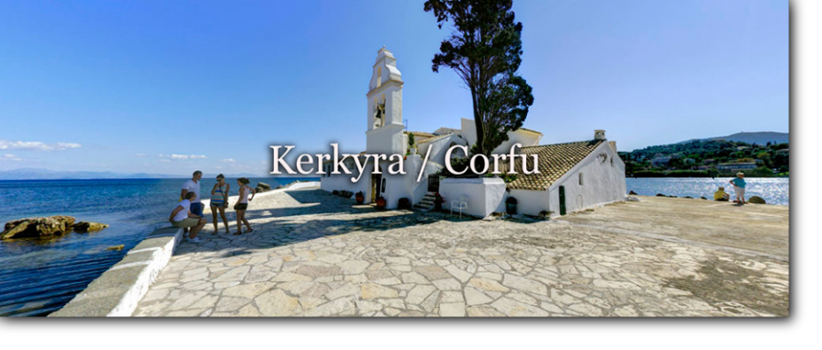 Corfu 360 virtual panorama tour. Be there before you go. Κέρκυρα πανοραμική περιήγηση 360 μοιρών